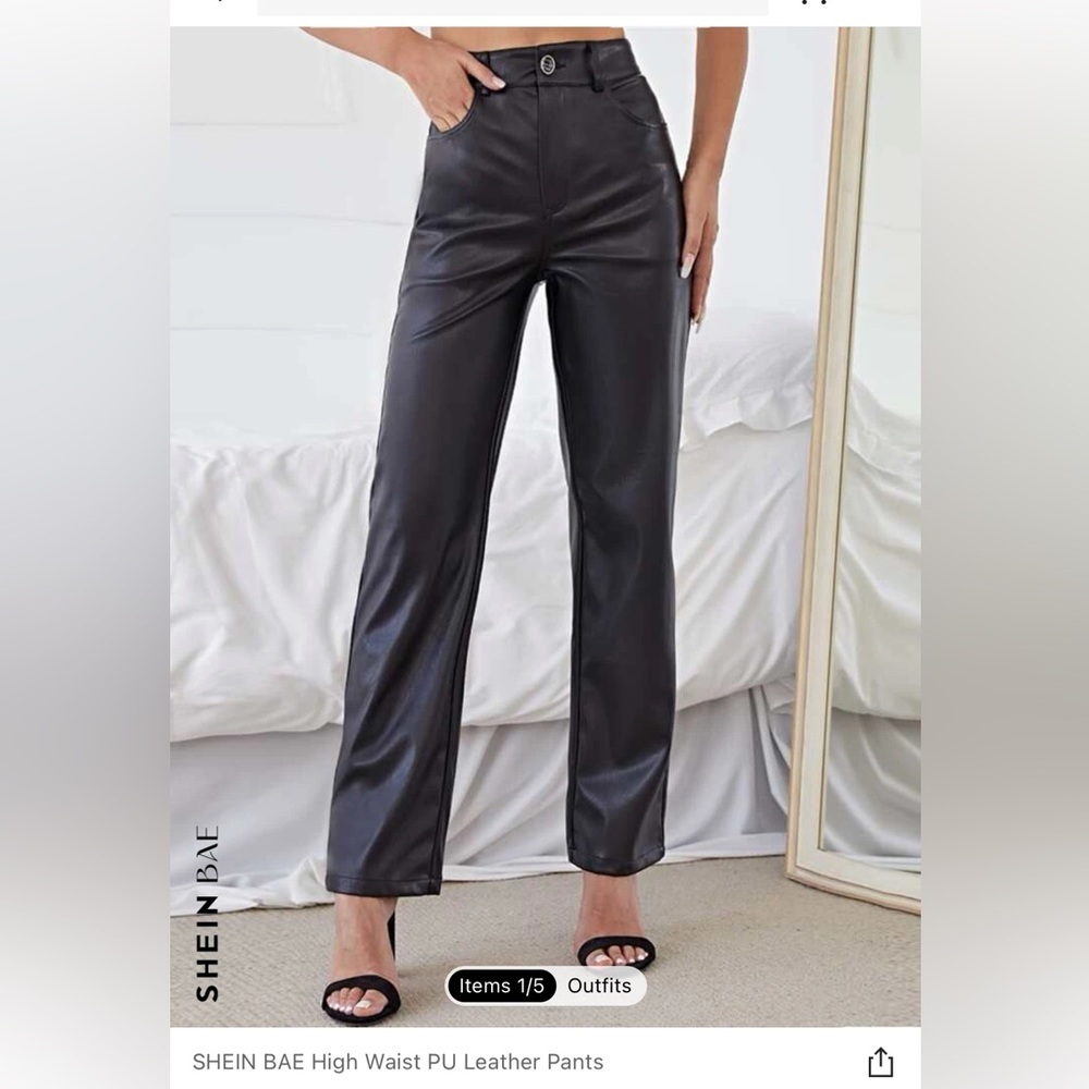 Pleather straight leg pant - Picture 2 of 2